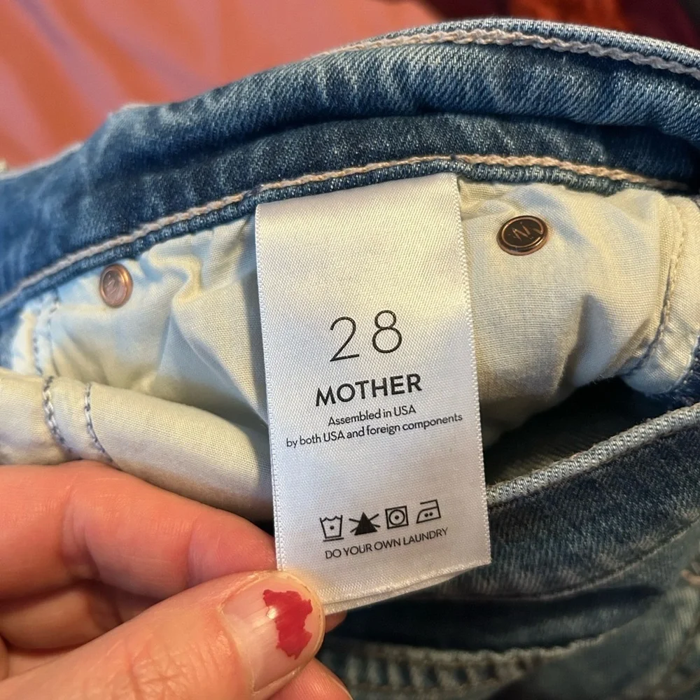 Mother Denim Pixie Dazzler Ankle Fray Jeans in Love Pop Size 28